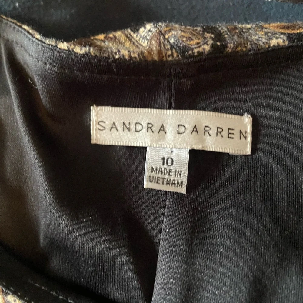 Sandra Darren Black and Brown Paisley 3/4 Sleeve Dress - Picture 6 of 8